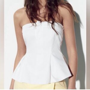 NWT White Strapless Peplum Top